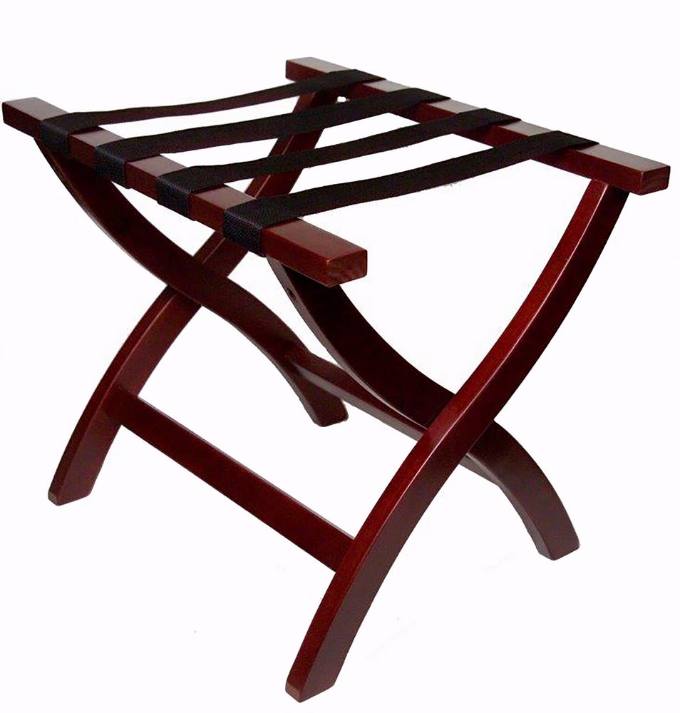 GuestSupply US | Premier Series Wood Luggage Rack, Cherry Mahogany